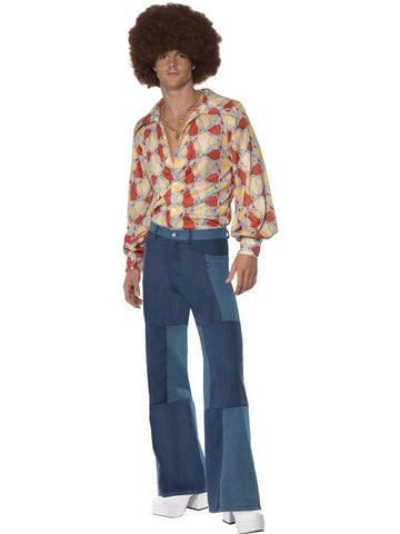 Deluxe Men's Patchwork Flares, Denim Look