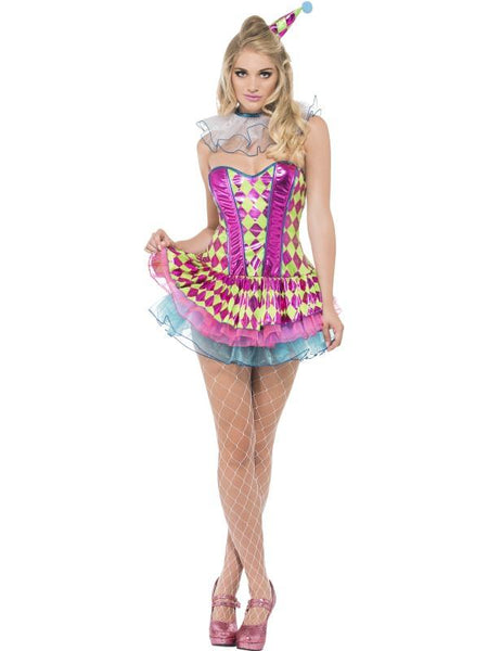Neon Harlequin Clown Costume