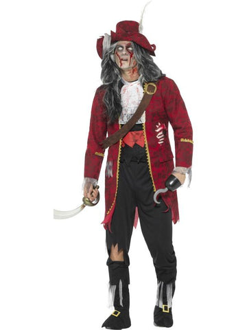 Deluxe Zombie Pirate Captain Costume, Latex